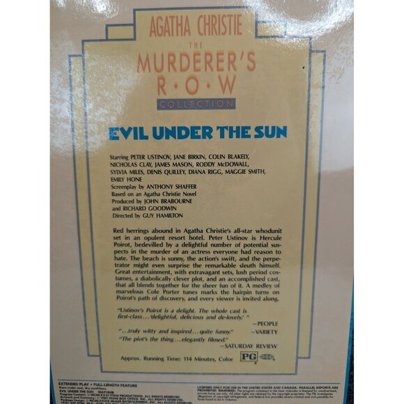 Agatha Christie The Murder's Row Collection Evil Under The Sun Laser Disc 1989 - Picture 8 of 9